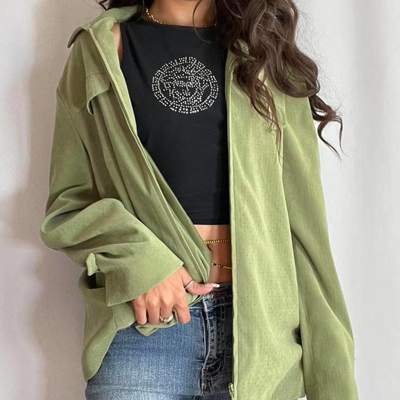 Vintage Green Jacket/ 1990s Light Green Vintage Coat  M/L - Picture 1 of 4